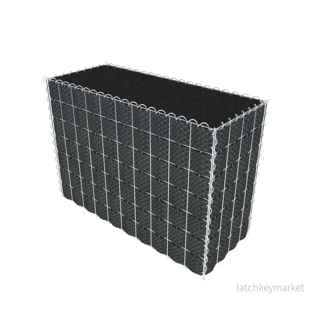 Grön gabion med fleece & insynsskydd 100 cm x 70 cm x 40 cm (L x H x D), maskstorlek 5 cm x 10 cm, spiral - Bild 2