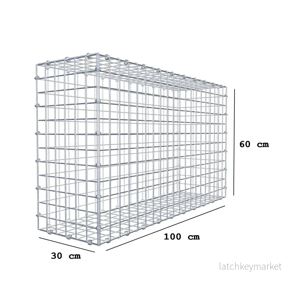 Gabion 100 cm x 60 cm x 30 cm (L x H x D), maskstorlek 5 x 5 cm, spiralring - Bild 2