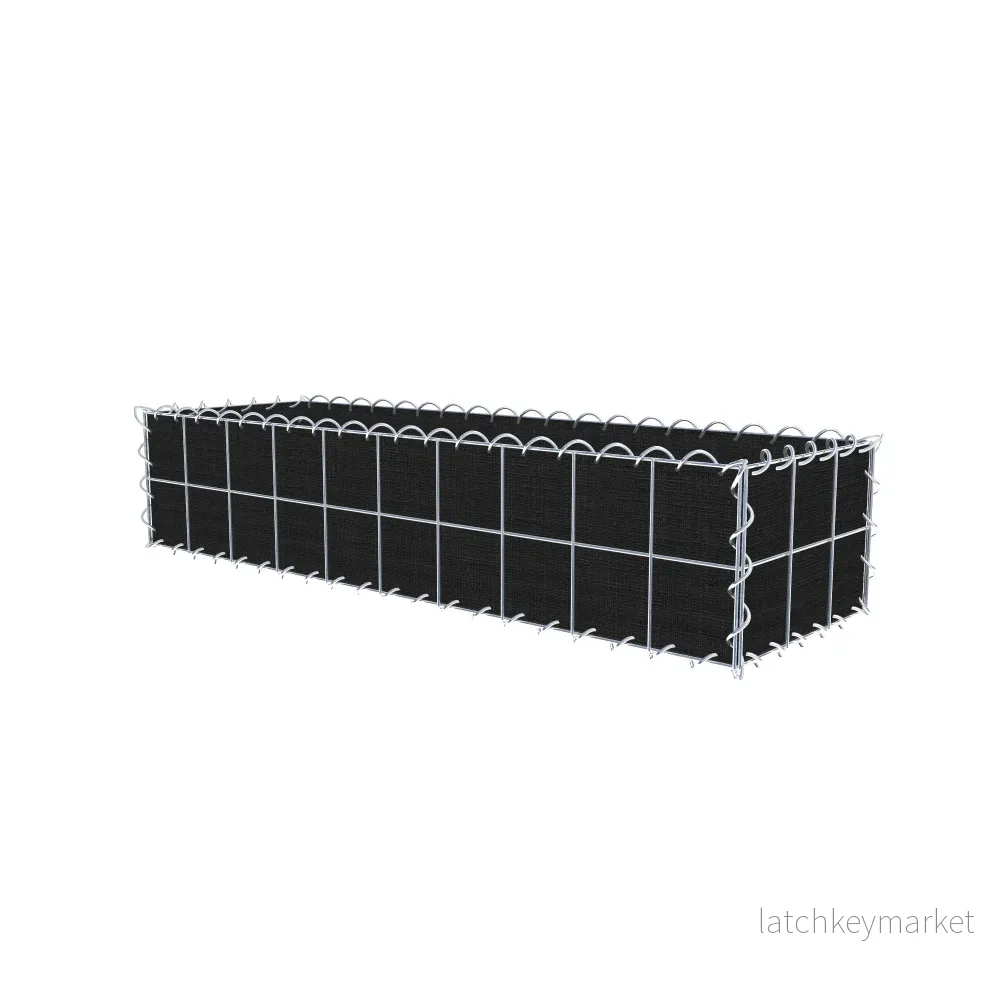 Grön gabion med fleece 100 cm x 20 cm x 30 cm (L x H x D), maskstorlek 10 cm x 10 cm, spiral - Bild 2