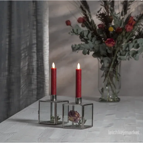 Batteridrivet LED Antikljus 2-pack Flamme Rustic 15 cm Röd - Bild 2