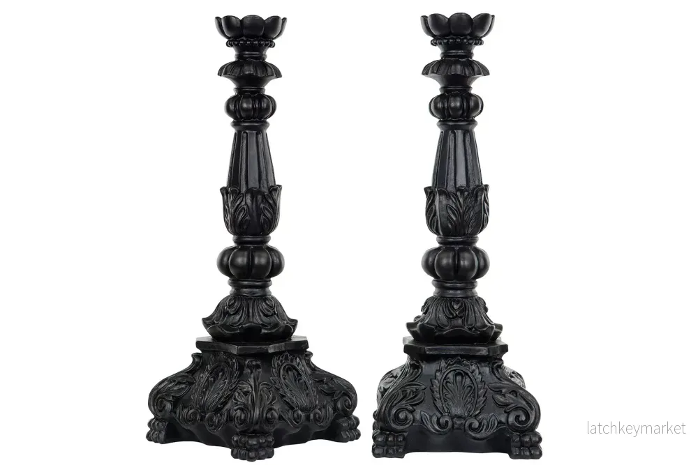 Ljusstake Enya Svart Brun Poly 17x47cm 1 st HH Ljusstake Enya Svart Brun Poly 17x47cm 1 st HH