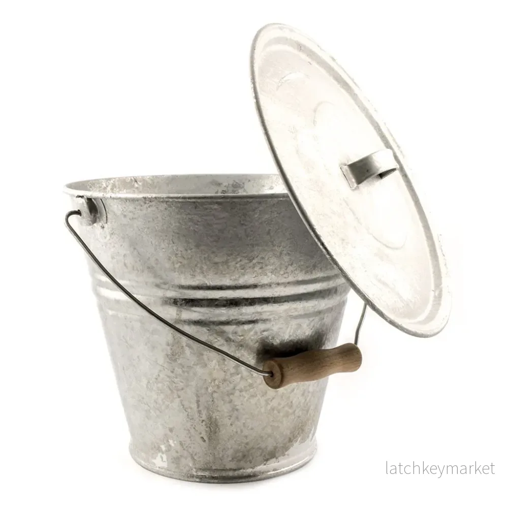 Askhink i Zink med lock 8L - Bild 2