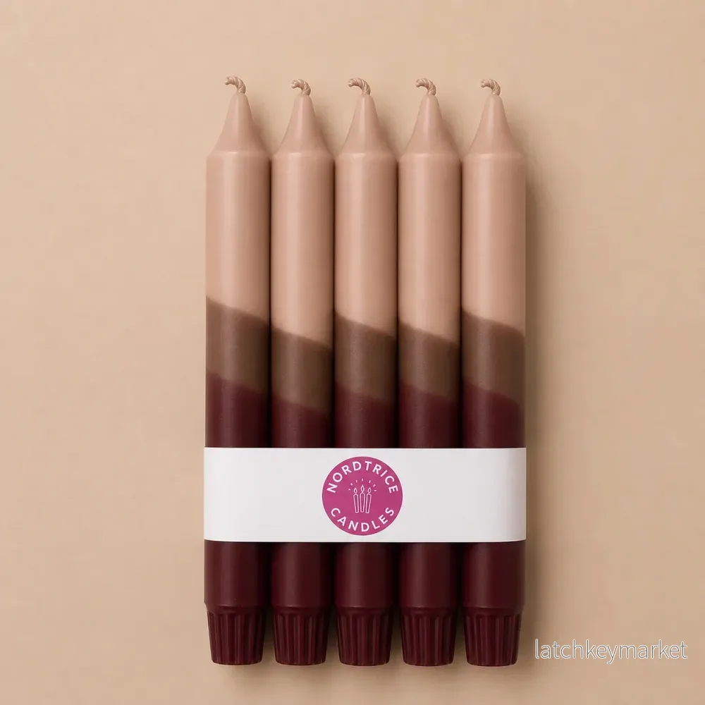 Candles Beige & Burgundy 5-p Candles Beige & Burgundy 5-p