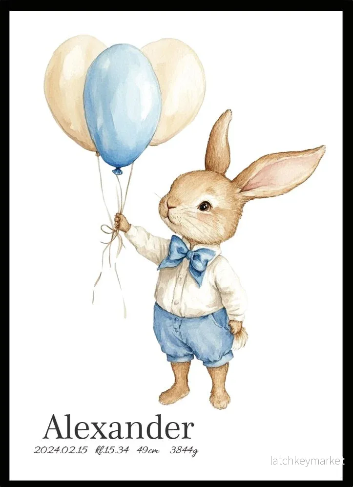 Namntavla Kanin med Ballonger