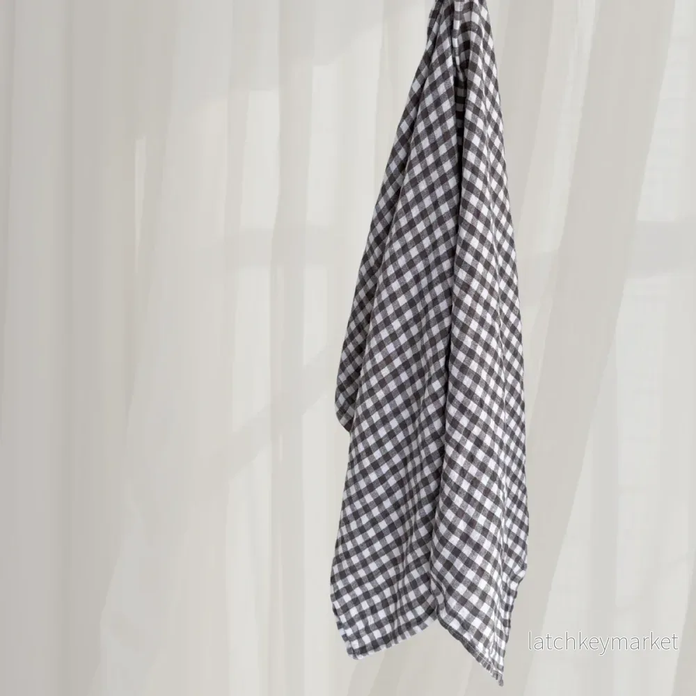 Kitchen Towel French Linen Brown Gingham Kitchen Towel French Linen Brown Gingham