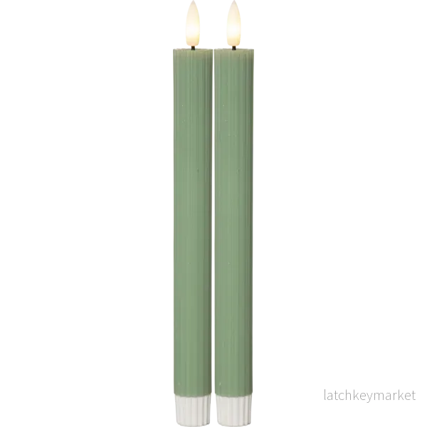 Batteridrivet LED Antikljus 2-pack Flamme Stripe 25 cm Grön Batteridrivet LED Antikljus 2-pack Flamme Stripe 25 cm Grön
