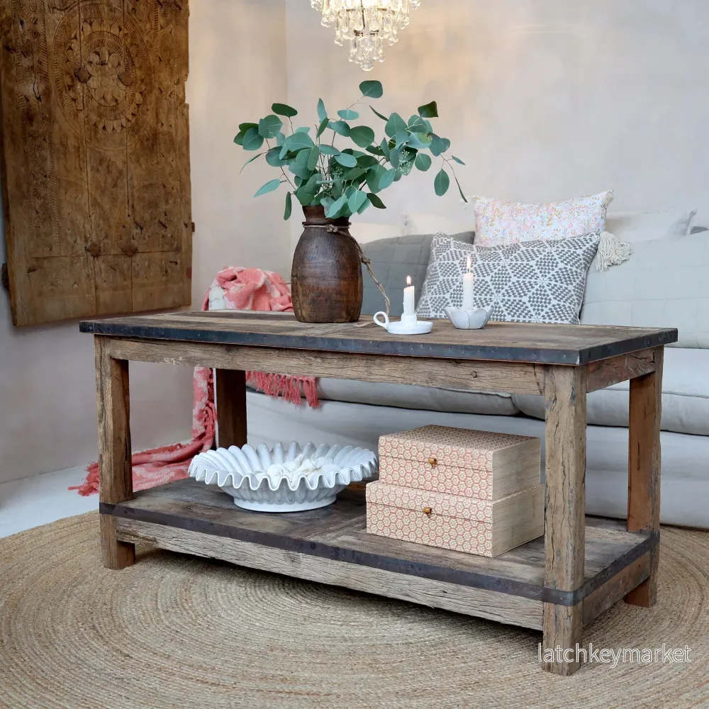 Chic Antique Soffbord m. hylla H56/L123/B49 cm natur Chic Antique Soffbord m. hylla H56/L123/B49 cm natur