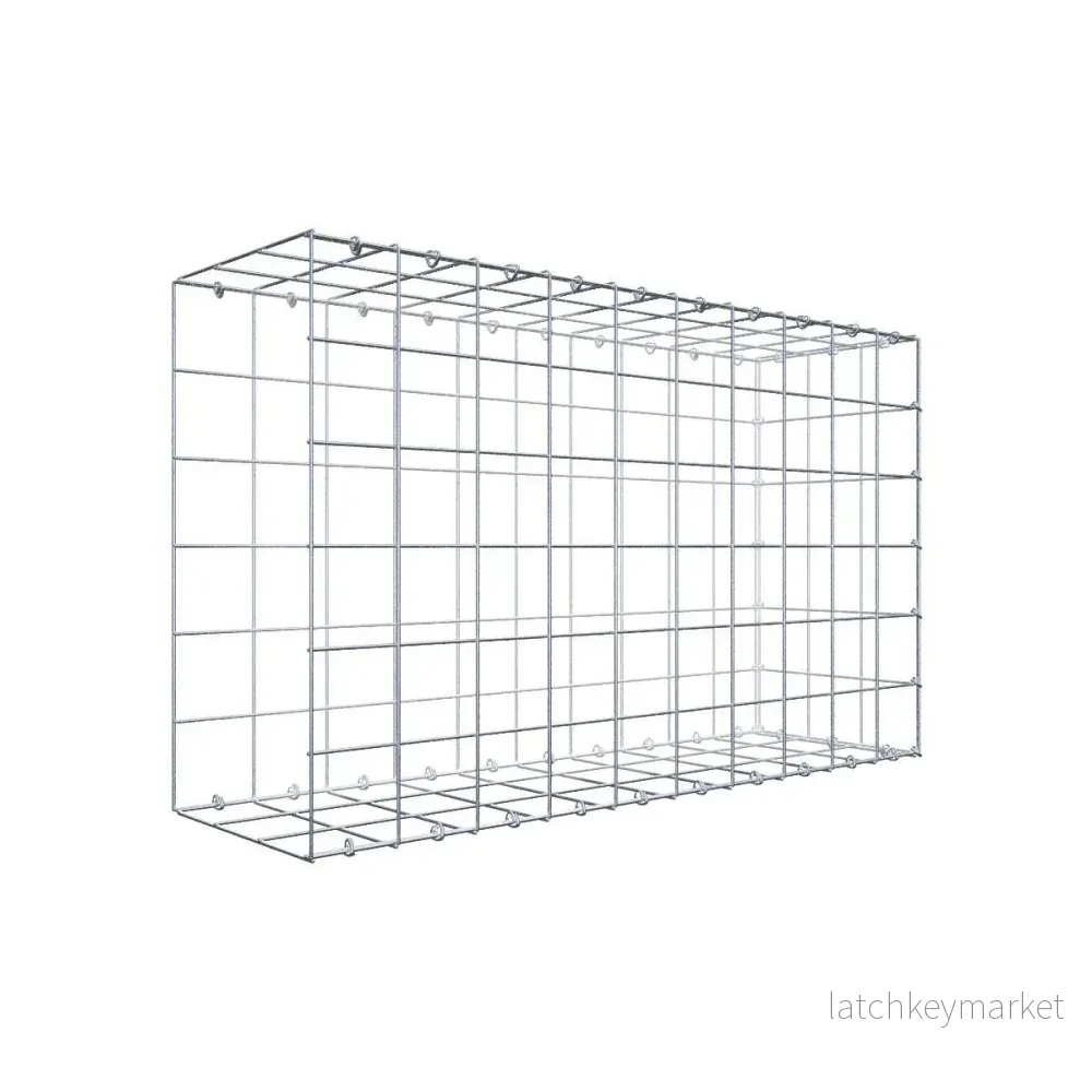 Typ 2 påbyggnadsgabion 100 cm x 60 cm x 30 cm (L x H x D), maskstorlek 10 cm x 10 cm, C-ring