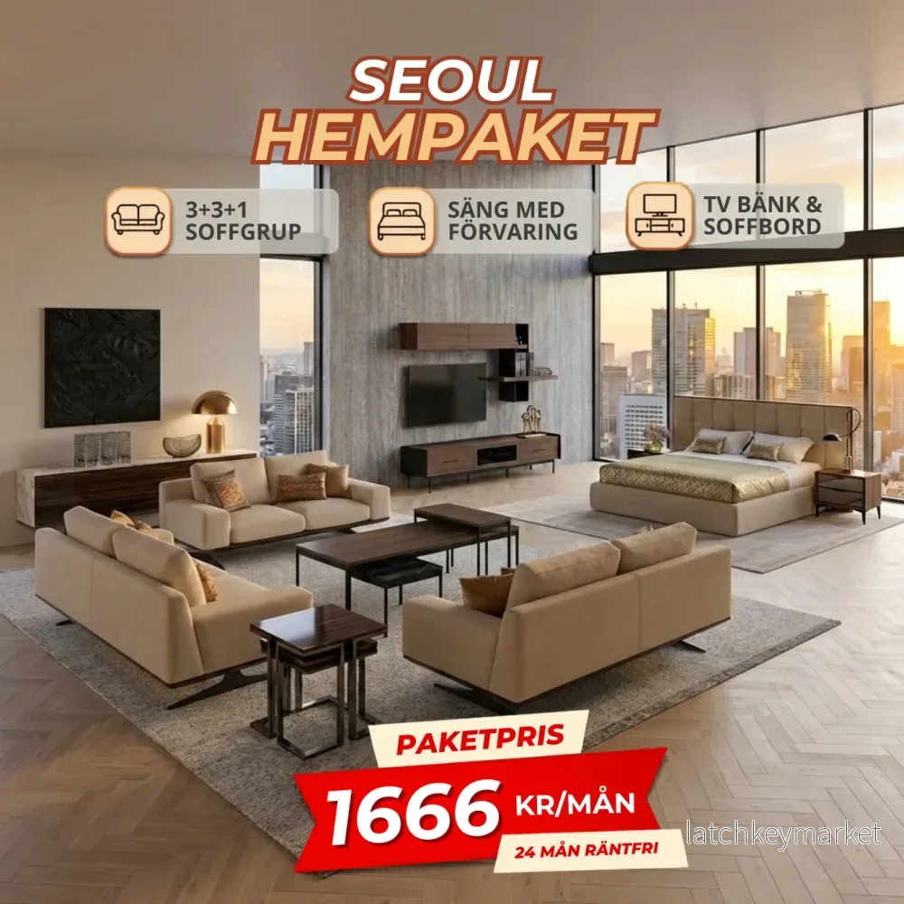 1️⃣6️⃣ SEOUL HemPaket (Soffgrupp 3+3+1 / 3+2+1 – TV-bänk med överdel – Soffbord – Säng med förvaring) 1️⃣6️⃣ SEOUL HemPaket (Soffgrupp 3+3+1 / 3+2+1 – TV-bänk med överdel – Soffbord – Säng med förvaring)