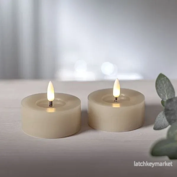 Batteridrivet LED Värmeljus 2-pack Flamme Flow 7×5,5cm Beige Batteridrivet LED Värmeljus 2-pack Flamme Flow 7×5,5cm Beige
