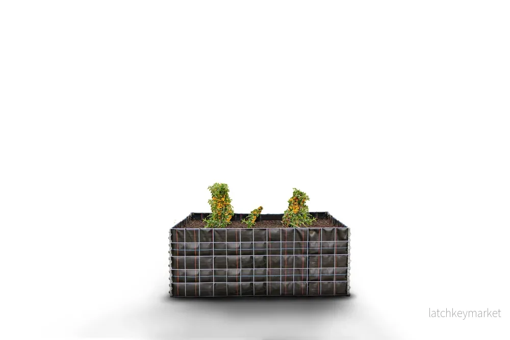 Högbädd, fyrkantig utan stenområde – Längd: 130 cm – Höjd: 50 cm – Djup: 80 cm – Maskstorlek: 10 x 10 cm