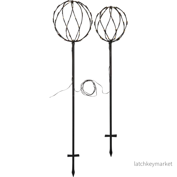 Trädgårdsbelysning DIV. Soldriven set av 2 svarta runda klot 130/110 cm - Bild 2