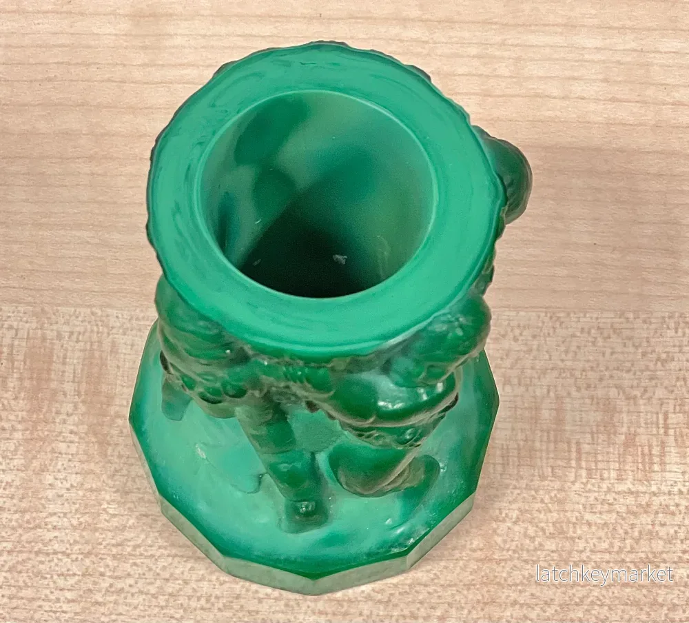 Vas Frantisek Pazourek Böhmiskt Glas Art Deco "Ingrid" Malakit 20/30-tal - Bild 3