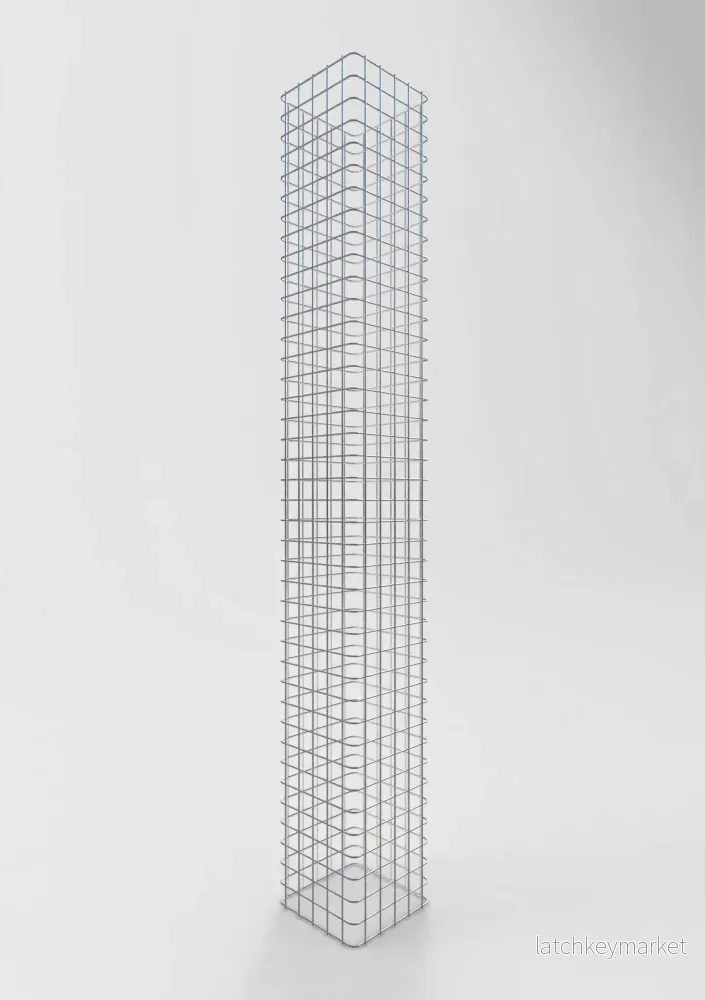 Rektangulär varmförzinkad gabionpelare, 27 cm x 27 cm, 200 cm hög, MW 5 cm x 5 cm Rektangulär varmförzinkad gabionpelare, 27 cm x 27 cm, 200 cm hög, MW 5 cm x 5 cm