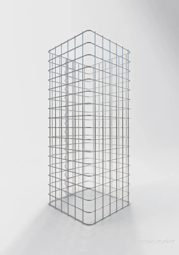 Gabionpelare, kantig 32 cm x 32 cm, 80 cm hög, MW 5 cm x 5 cm - Bild 2
