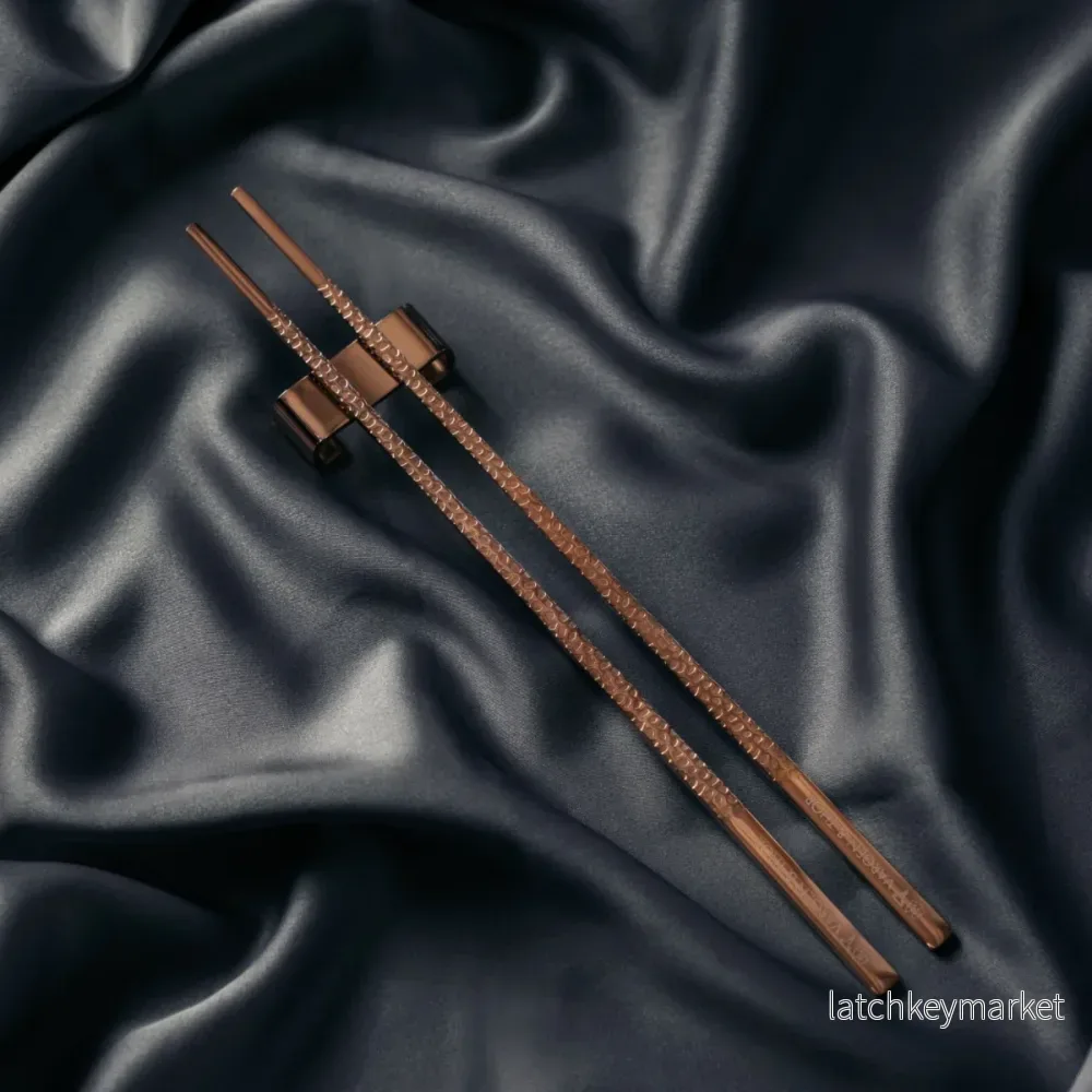 Chopsticks/Ätpinnar, 4 par + 4 ställ, Koppar-Rosé - Bild 2