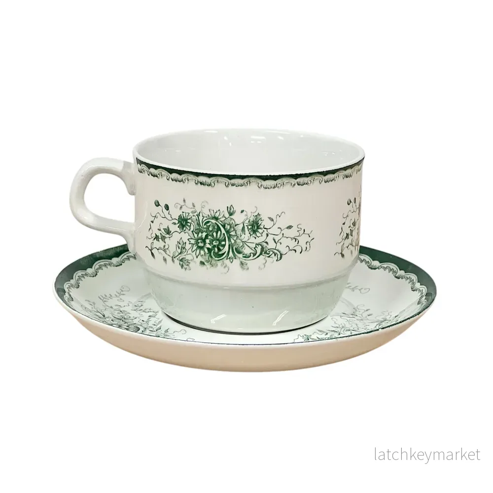 Vintage Grön Anna Rörstrand Jumbo Choklad Mugg Stor Vintage Kopp & Fat