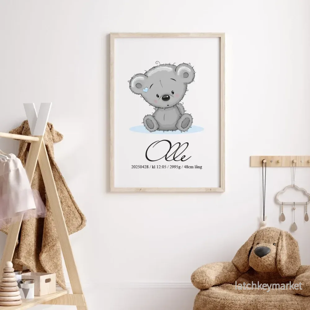 Namntavla Baby nalle blå - Bild 2