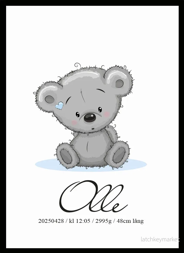 Namntavla Baby nalle blå Namntavla Baby nalle blå