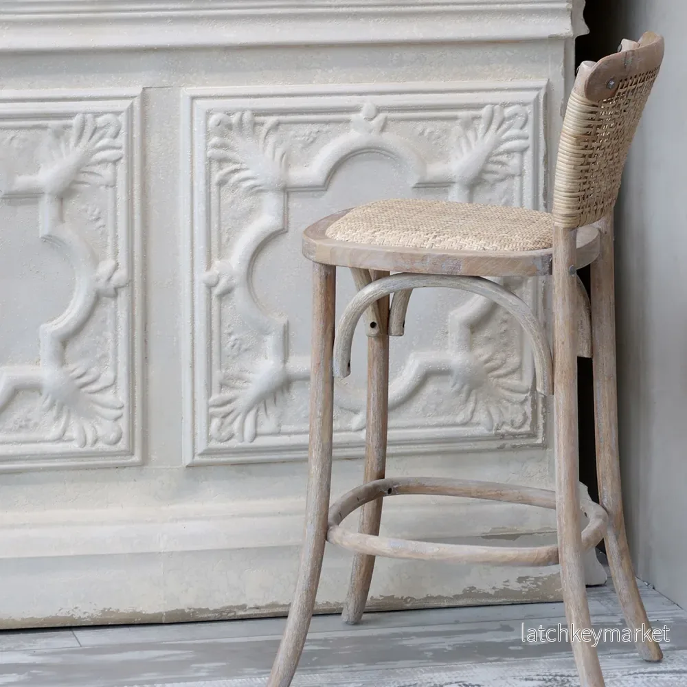 Chic Antique Stol Fransk barstol med flätat säte och rygg H:103 cm - Bild 3