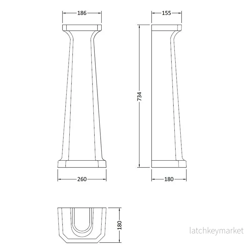 Tvättställ Fitzroy 60 Cm Med Förhöjd Piedestal - Ett Blandarhål - Bild 3