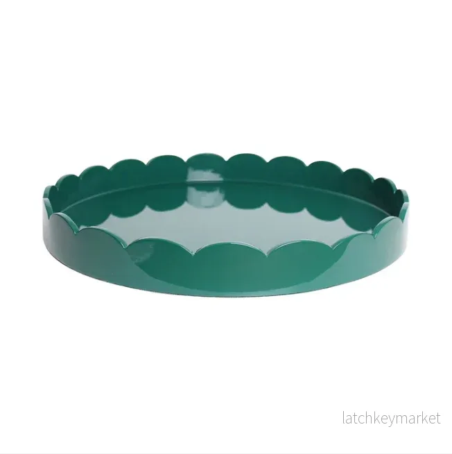 Scalloped Round Large Tray Racing Green Scalloped Round Large Tray Racing Green