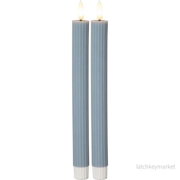 Stearinlys LED Antikklys 2-pack Flamme Stripe 25 cm Blå Stearinlys LED Antikklys 2-pack Flamme Stripe 25 cm Blå