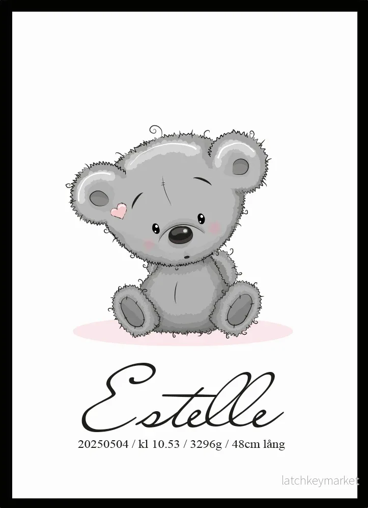 Namntavla Baby nalle rosa Namntavla Baby nalle rosa