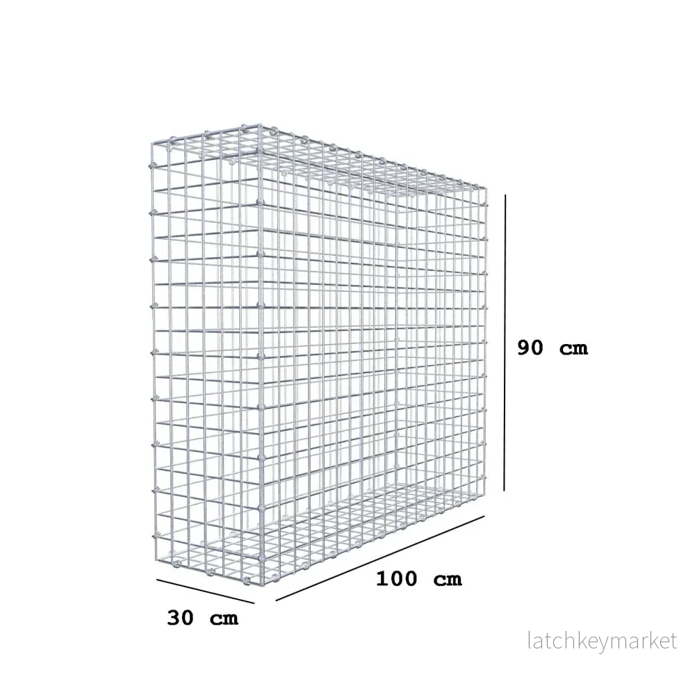 Gabion 100 cm x 90 cm x 30 cm (L x H x D), maskstorlek 5 x 5 cm, spiralring - Bild 2