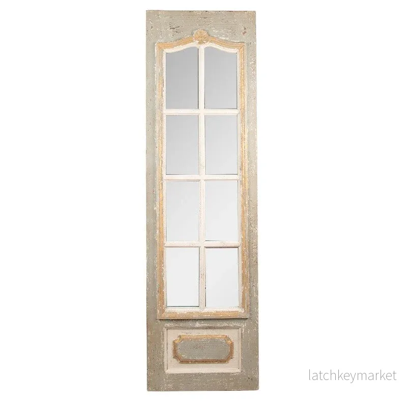 Väggspegel 50×172 cm Beige Grå Trä Glas Rektangel REA Väggspegel 50×172 cm Beige Grå Trä Glas Rektangel REA