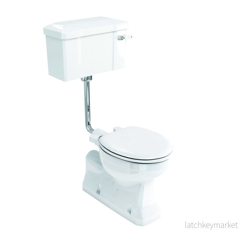 Burlington lågspolande WC med väggmonterad cistern vit/krom s-lås