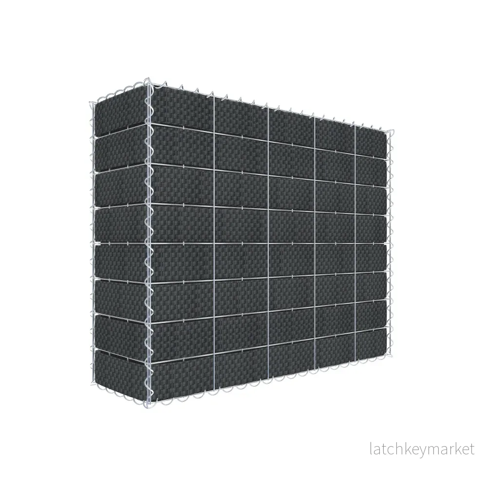 Grön gabion med fleece & insynsskydd 100 cm x 80 cm x 30 cm (L x H x D), maskstorlek 10 cm x 10 cm, spiral Grön gabion med fleece & insynsskydd 100 cm x 80 cm x 30 cm (L x H x D), maskstorlek 10 cm x 10 cm, spiral