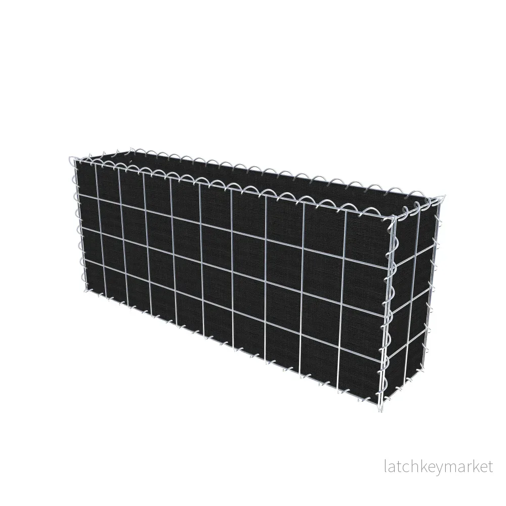 Grön gabion med fleece 100 cm x 40 cm x 20 cm (L x H x D), maskstorlek 10 cm x 10 cm, spiral - Bild 2
