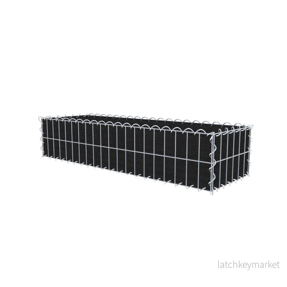 Grön gabion med fleece 100 cm x 20 cm x 30 cm (L x H x D), maskstorlek 5 cm x 10 cm, spiral - Bild 2