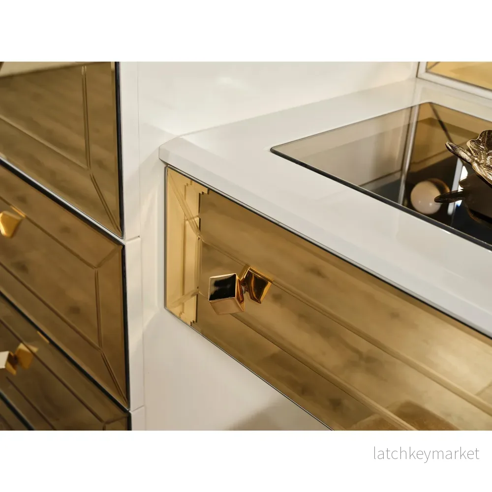 Gold Sminkbord med Spegel - Bild 3