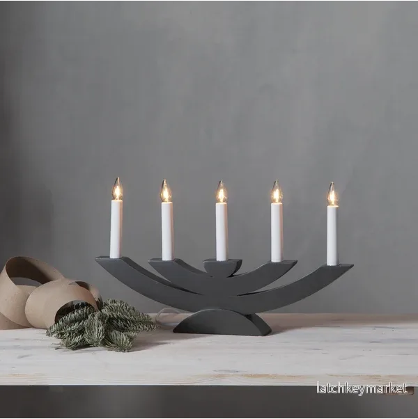 Adventsljusstake Navida 42x5x24 cm grå