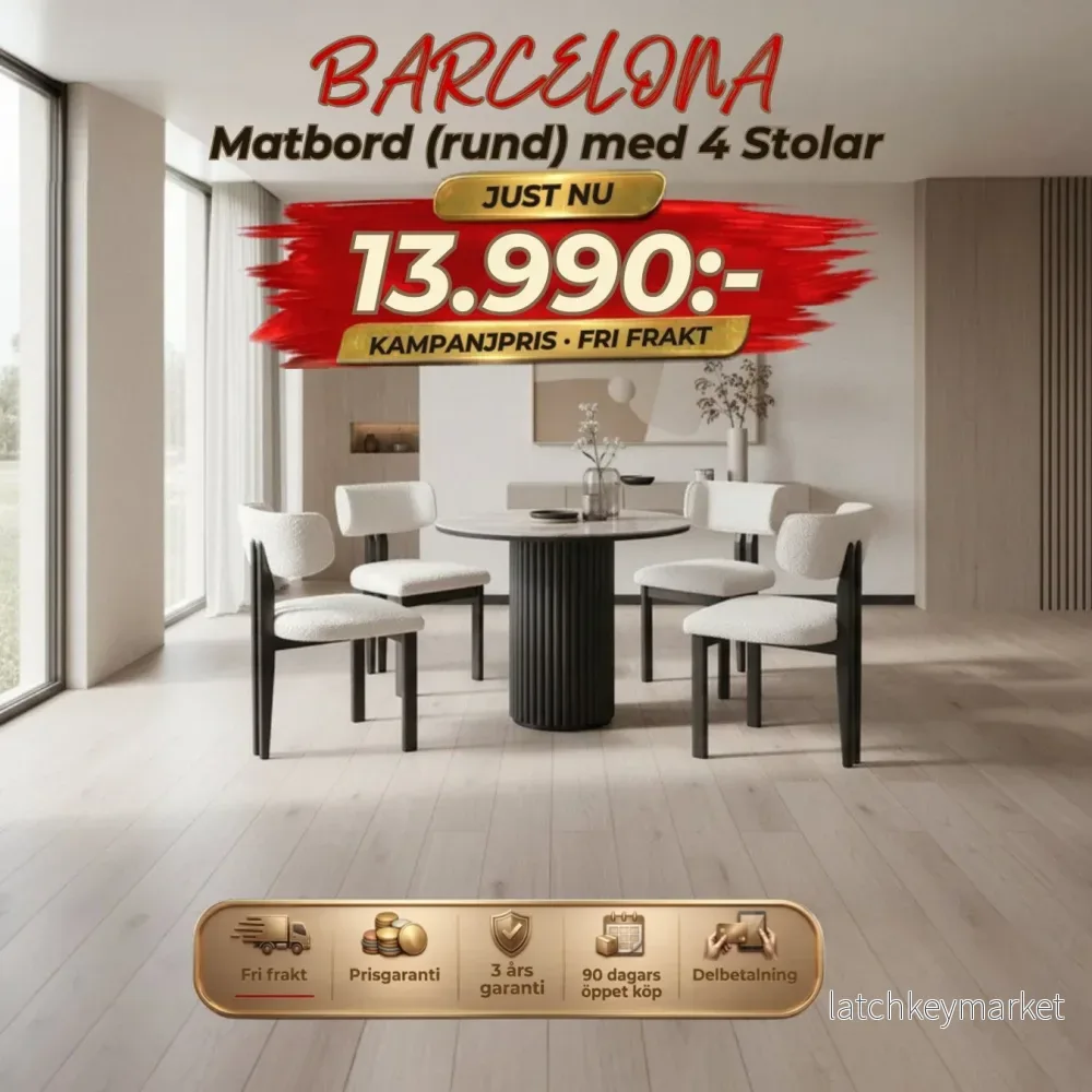 Barcelona Matbord (rund) med  4 Stolar