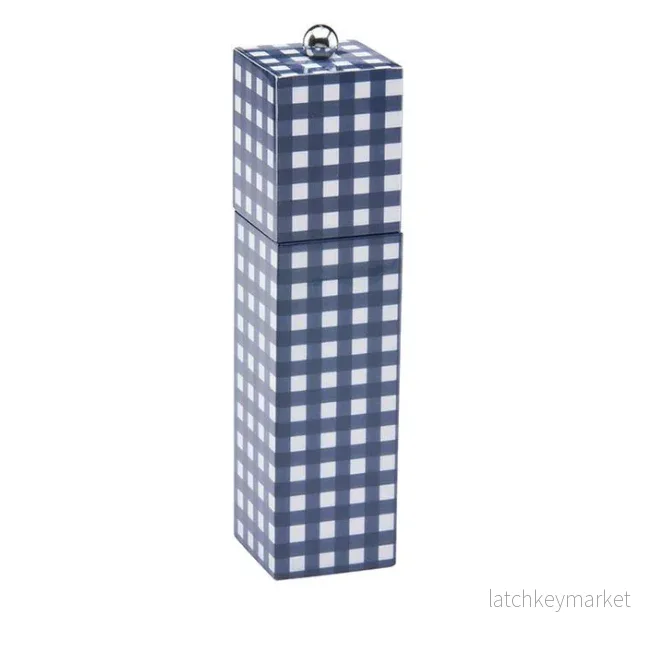 Navy Gingham Salt & Pepper Mill Navy Gingham Salt & Pepper Mill