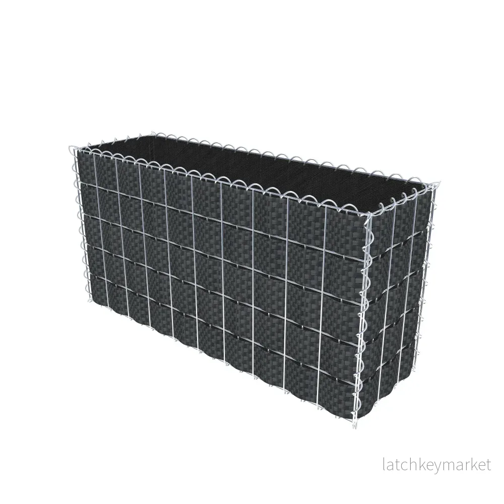 Beplanterad gabion med fleece & insynsskydd 100 cm x 50 cm x 30 cm (L x H x D), maskstorlek 5 cm x 10 cm, spiral - Bild 2