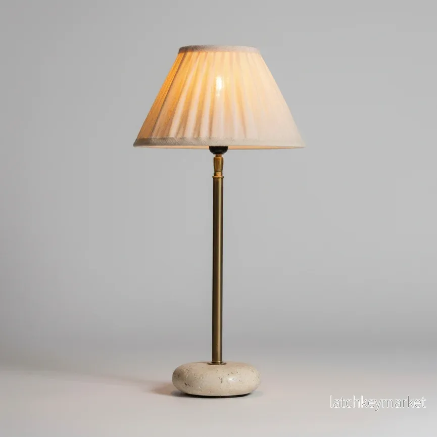 Lampfot Eris Travertin Antikmässing H42 cm