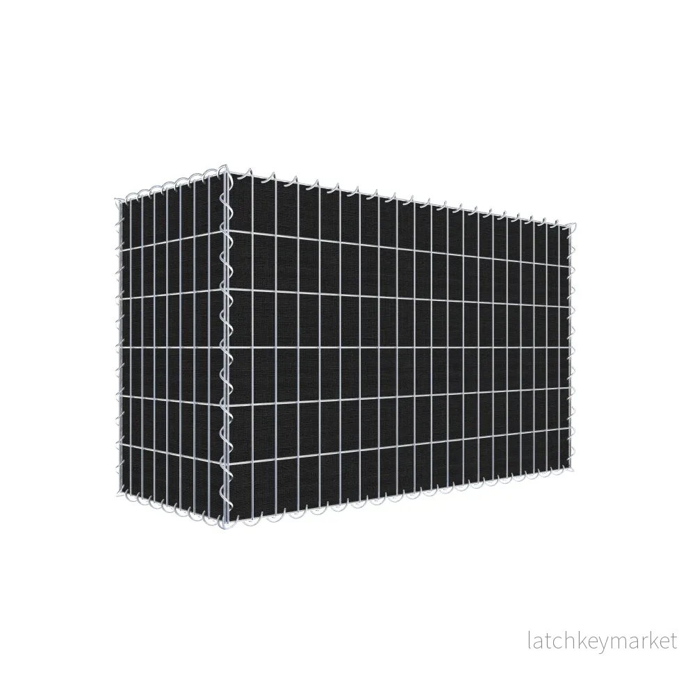 Grön gabion med fleece 100 cm x 60 cm x 40 cm (L x H x D), maskstorlek 5 cm x 10 cm, spiral