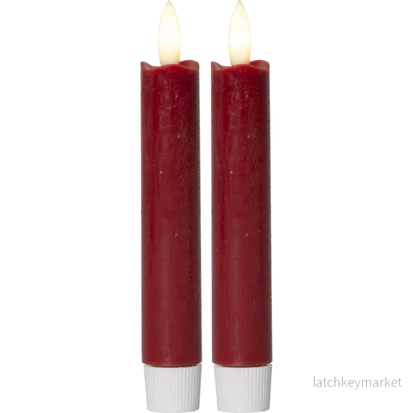 Batteridrivet LED Antikljus 2-pack Flamme Rustic 15 cm Röd Batteridrivet LED Antikljus 2-pack Flamme Rustic 15 cm Röd