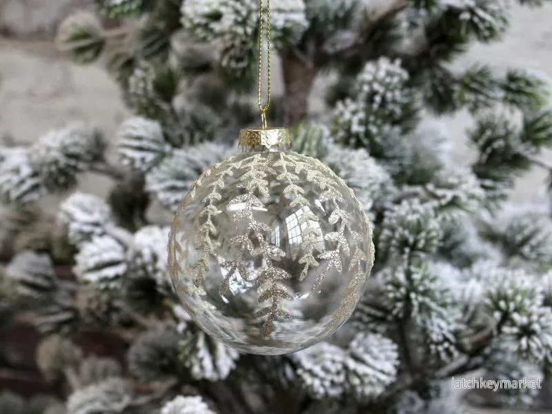Julgranspynt Julkula med glimmer Glas Ø8 cm klar 4-pack REA Julgranspynt Julkula med glimmer Glas Ø8 cm klar 4-pack REA