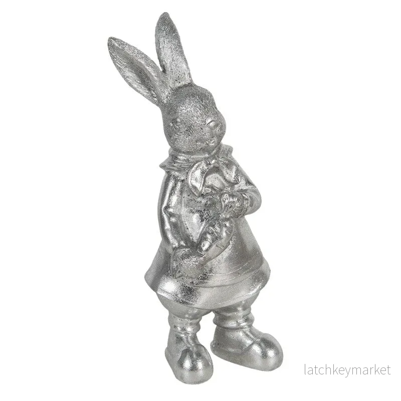 Påskdekoration Kanin 22 Cm Silverfärgad Polyresin REA Påskdekoration Kanin 22 Cm Silverfärgad Polyresin REA