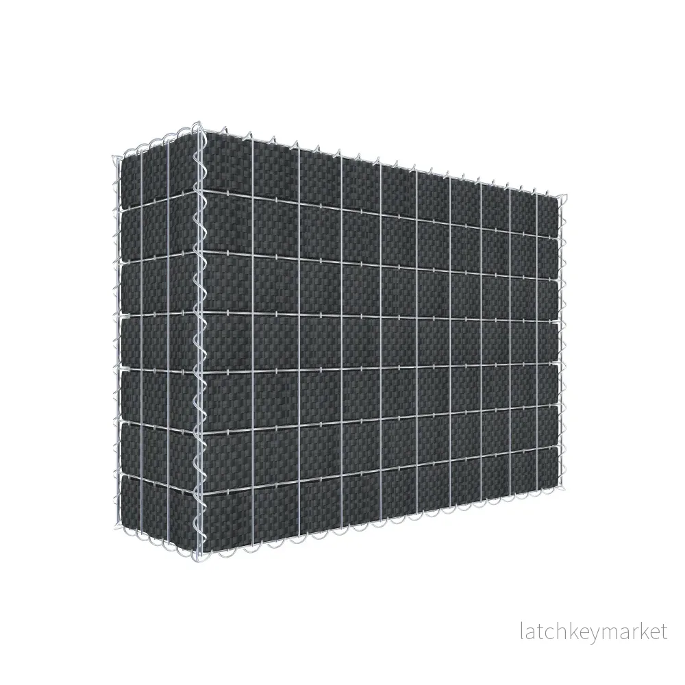 Grön gabion med fleece & insynsskydd 100 cm x 70 cm x 30 cm (L x H x D), maskstorlek 5 cm x 10 cm, spiral Grön gabion med fleece & insynsskydd 100 cm x 70 cm x 30 cm (L x H x D), maskstorlek 5 cm x 10 cm, spiral