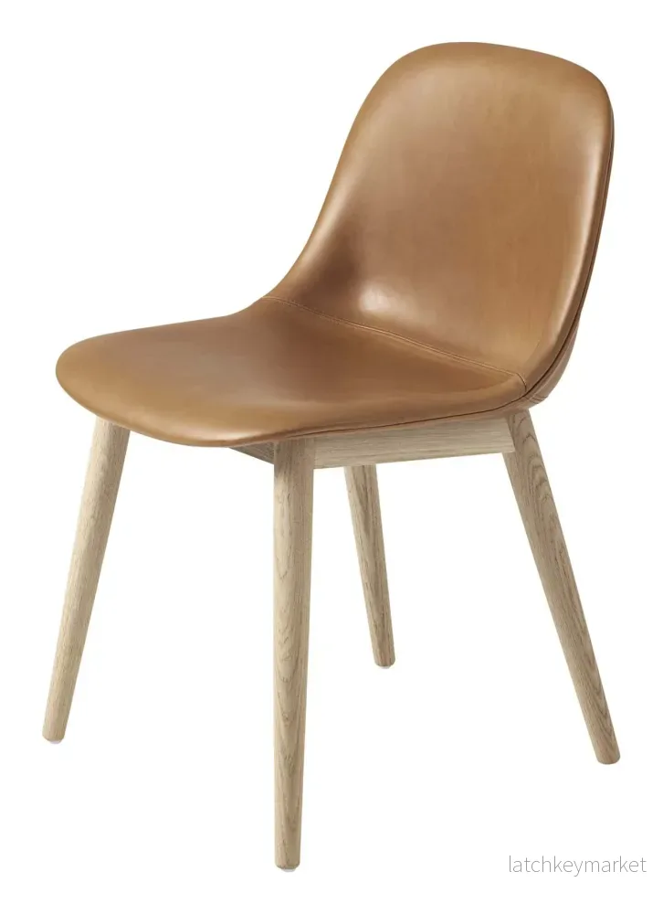 Fiber Side Chair Wood Base Leather
