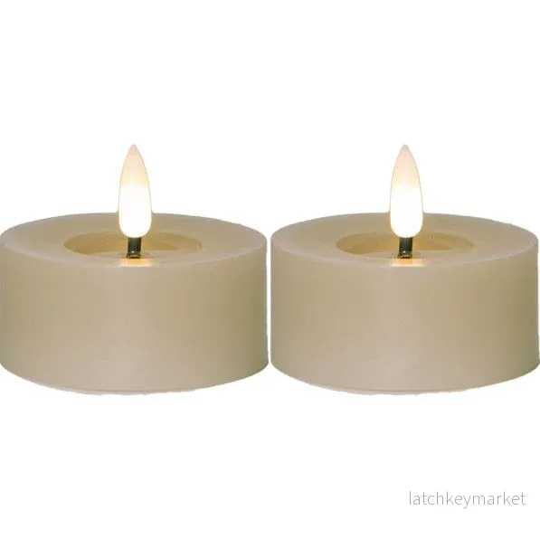 Batteridrivet LED Värmeljus 2-pack Flamme Flow 7x5,5cm Beige - Bild 2