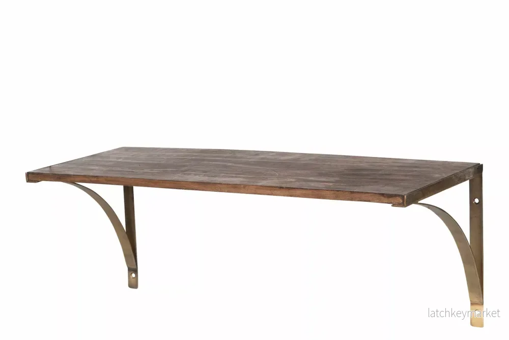 Vägghylla Trä Konsol Antik Mässing/Trä 60,5x20x22,5cm HH Vägghylla Trä Konsol Antik Mässing/Trä 60,5x20x22,5cm HH