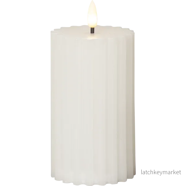 Batteridrivet LED Blockljus Flamme Stripe Vit 15 cm Batteridrivet LED Blockljus Flamme Stripe Vit 15 cm