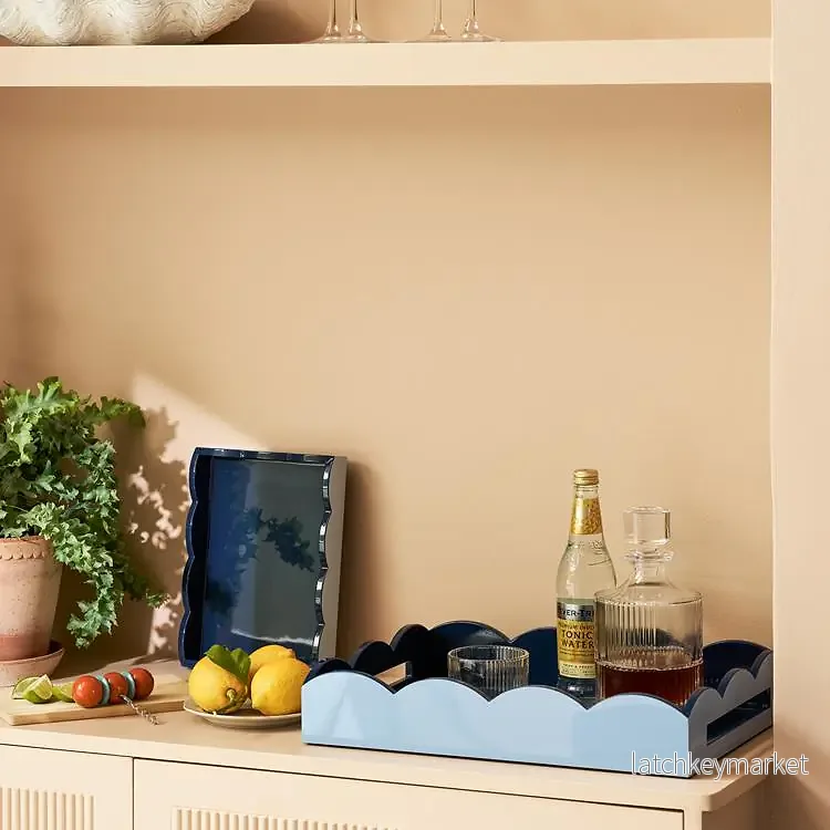 Scalloped Tray Medium Pale Denim & Navy - Bild 2